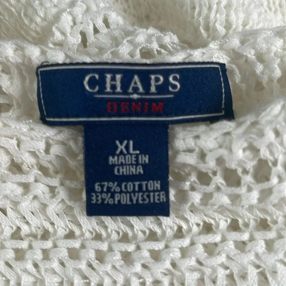 Chaps Denim White Open Weave Sweater Size XL - Picture 3 of 4